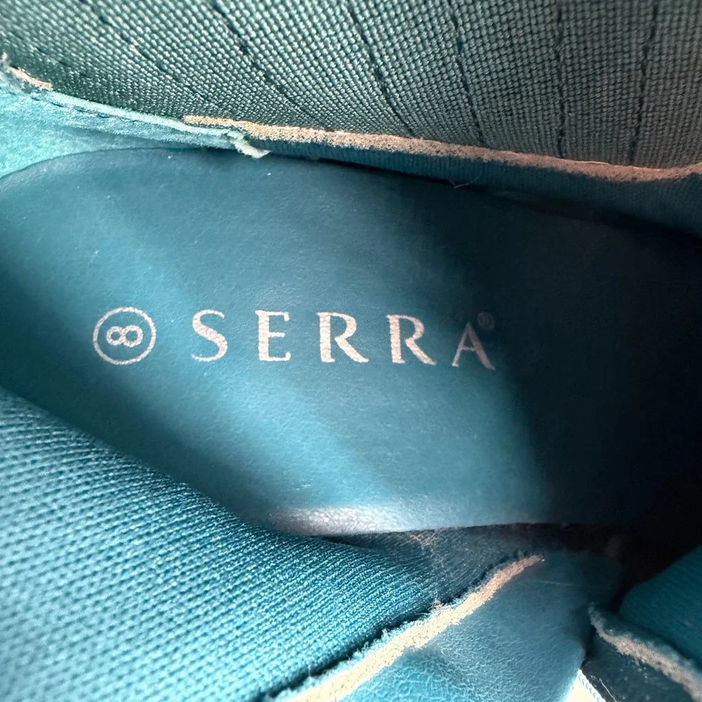 Serra‎ Teal Blue Suede Chelsea Block Heel Ankle Boots Size 8 - Picture 6 of 8